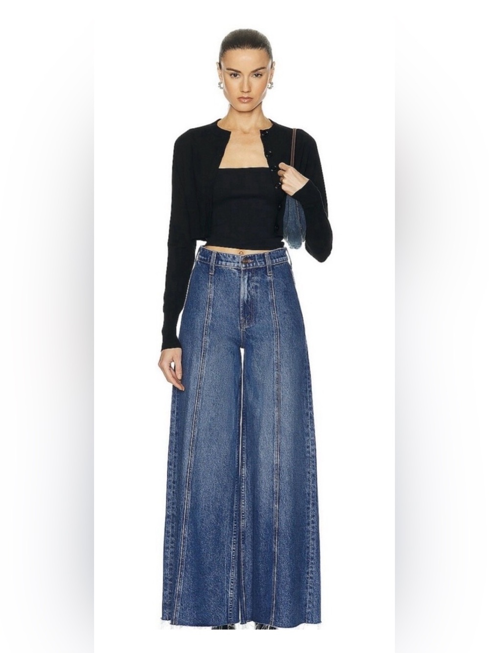 Mother Snacks The Lunch Line Sneak Fray Size 25 Wide Leg Denim - Picture 4 of 15